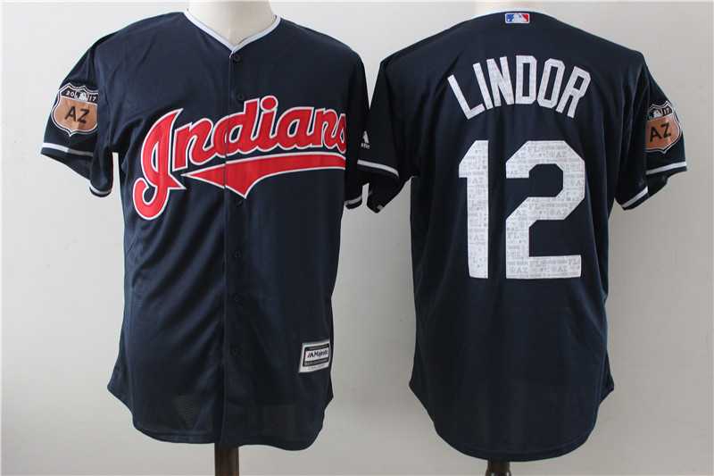 Cleveland Indians #12 Francisco Lindor Navy 2017 Spring Training New Cool Base Stitched Jersey,We sell and wholesale Cleveland Indians #12 Francisco Lindor Navy 2017 Spring Training New Cool Base Stitched Jersey on line form chian!